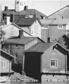 Wooden buildings in Porvoo. Few of Finland's residences predate World War II.