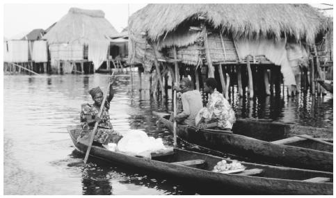 A fishing village on stilts. Ganvie, Lake Nokoue. Fish is more common as a daily meal in the southern part of Benin.