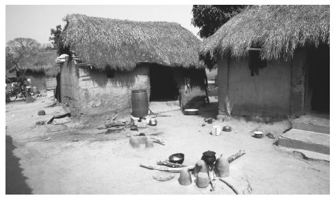 Mud and straw homes with thatched roofs are still common in villages.