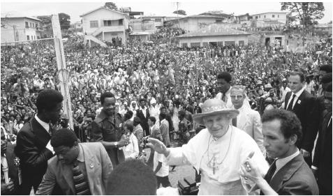 The Pope visits Bata. Eighty percent of Equatorial Guinea's population is Roman Catholic.