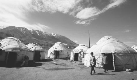 Roadside yurt restaurants in rural Kyrgyzstan.