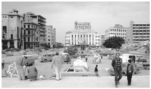 A market in the war-ravaged capital city of Beirut, circa mid-1980s.