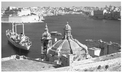 View of Grand Harbor, where the Knights of Saint John began construction of the nation's capital, Valletta, in 1566.