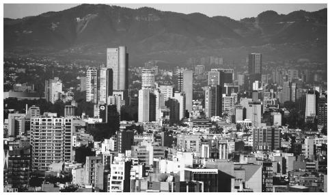 Scenic view of downtown Mexico City, Mexico. All major highways in  Mexico converge in the capital city.