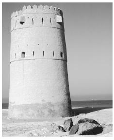 An ancient watchtower on the coast of the United Arab Emirates.