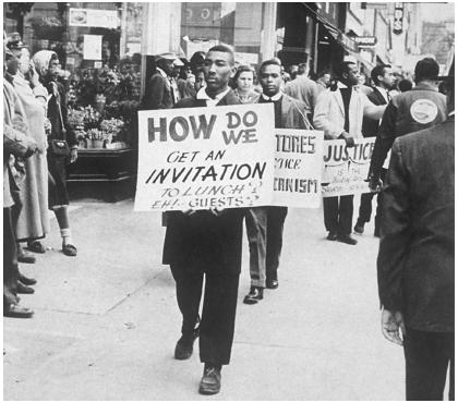 These African Americans picket and march in protest of lunch counter segregation during the 1960s.