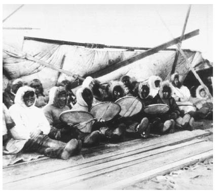 This is an example of an Inuit dance orchestra, used in many more modern celebrations.