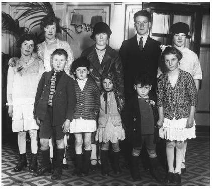 This 1929 photograph shows an Irish family after their arrival in New York City.