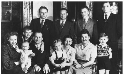 A Lithuanian American family poses in this 1949 photograph taken in Cleveland, Ohio.