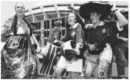 These Mexican American World Cup fans display their excitement on their faces and their clothes.