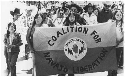 The Coalition of Navajo Liberation is a strong voice for Navajo affairs. Over 350 Navajo protestors marched on Window Rock, Arkansas to present grievances to tribal officials in 1976.