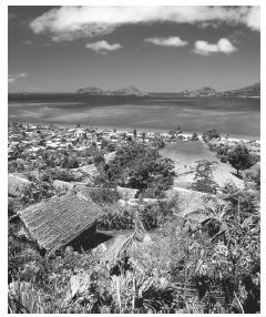 Scenic view of Nioumachoua Town. Moheli, Comoros.