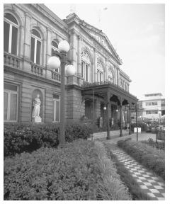 The National Theater of Costa Rica in San José, which is a national landmark due to its neo-classical style.