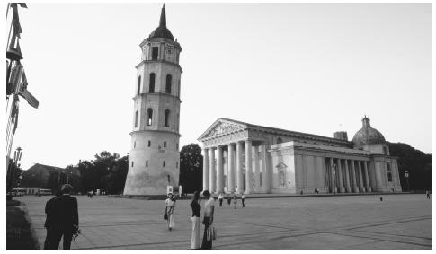 The Vilnius City Square. Lithuanian architecture reflects the sociopolitical and religious past of the country.