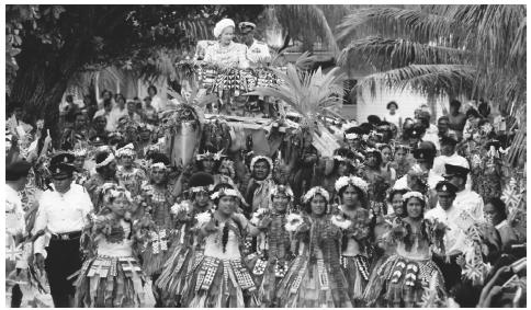 Queen Elizabeth and Prince Philip tour Tuvalu, which is still a British Proctectorate.