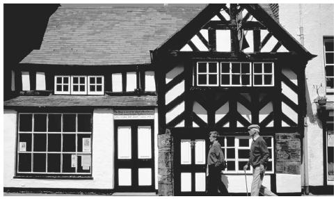 A half-timbered building in Beaumaris, Anglesey, Wales.