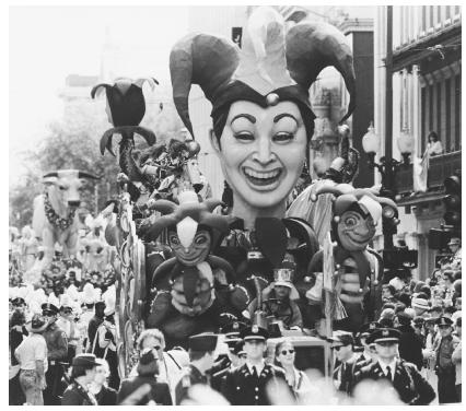 Mardi Gras is celebrated with many parties and parades, which include dressing up and creating wildly celebratory floats