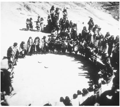 The Hopi women's dance is performed at coming-of-age celebrations.