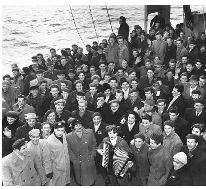 These Hungarian refugees were part of the U.S. Navy's "sea lift," which helped Hungarians fleeing their homeland after the 1956 Soviet military crackdown.