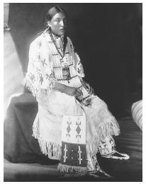 The elaborate costume displayed by this Sioux girl is common at large celebrations and powwows.