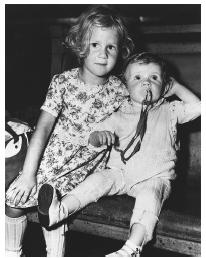 Four-year-old Astrid and one-year-old Ingrid Sjdbeck immigrated to the United States from Sweden with their parents in 1949. The family settled in Pontiac, Michigan.