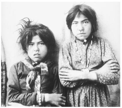 These Tlingit girls from Cooper River, Alaska, were photographed in 1903.